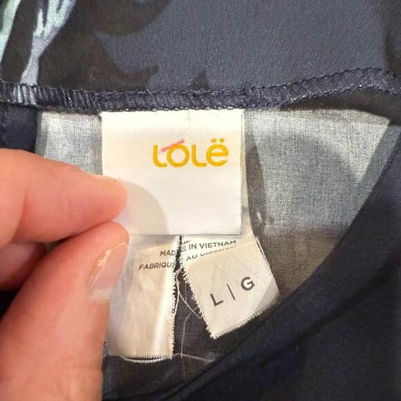 Lole Floral Sleeveless Midi Dress Women's Large Blue Slash Pockets Back Zipper - Picture 4 of 8